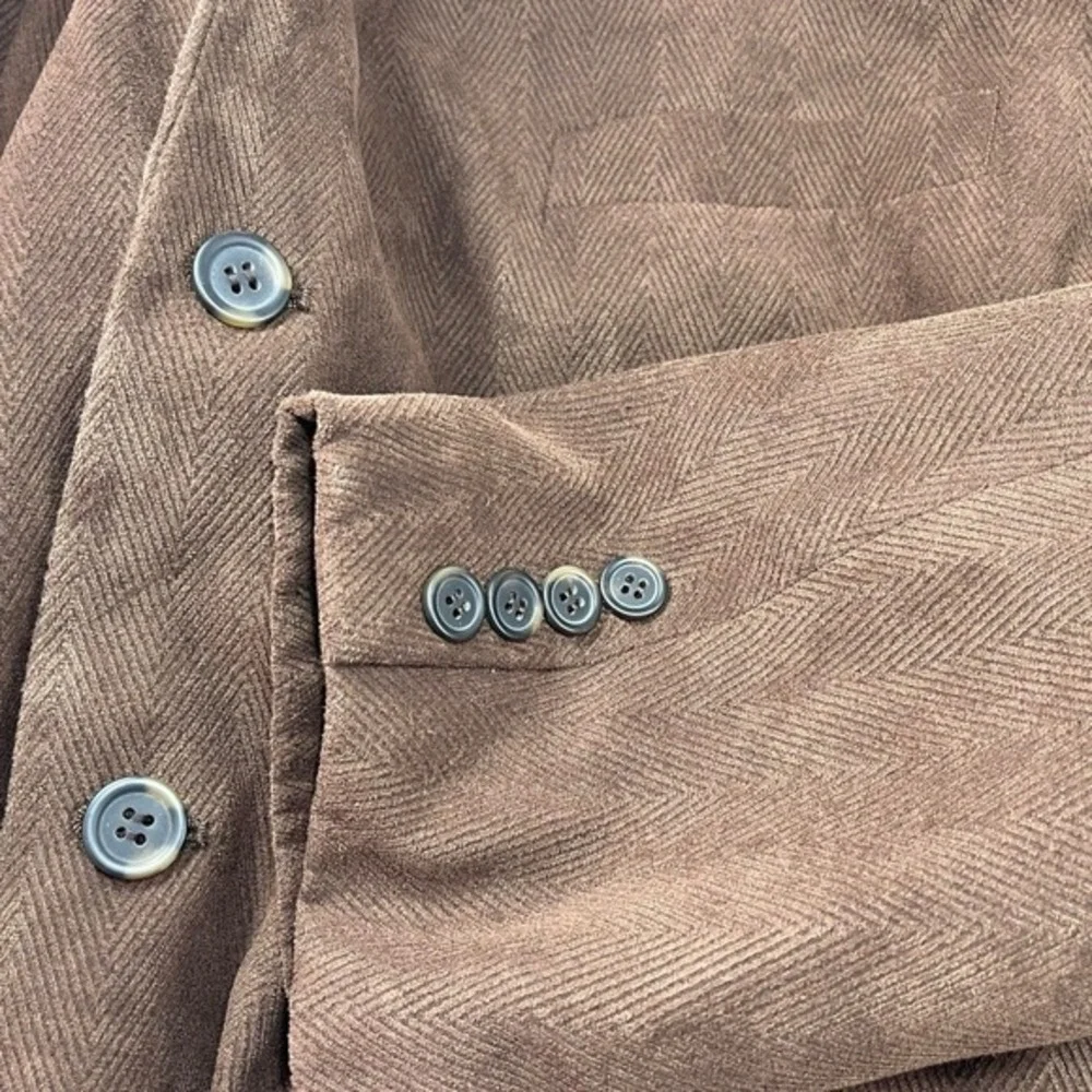 S&K Andrew Fezza 44 Brown Herringbone Blazer Sport Coat Dark Academia Professor